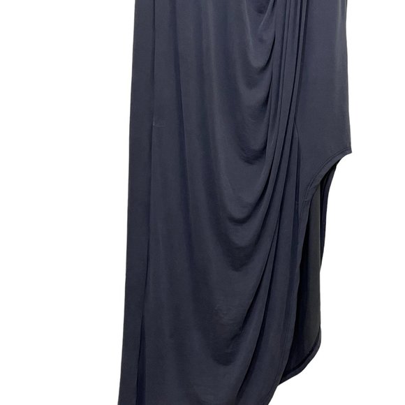 Mod Ref Womens Black Sleeveless Round Neck Asymmetrical Hem Draped Dress Size M - Picture 5 of 10